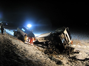 Verunfallter Milch-Tankwagen. Foto: Neubert/Feuerwehr