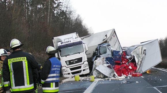 Lkw-Unfall auf A70 bei Hassfurt