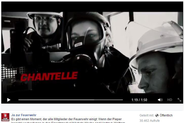 Szene aus dem Image-Film der Kampagne "Ja zur Feuerwehr". Foto: Screenshot Facebook
