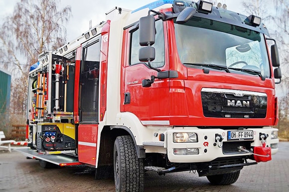 Frontalansicht auf das neue LF 20 der Feuerwehr Niendorf. Foto: Feuerwehr Niendorf