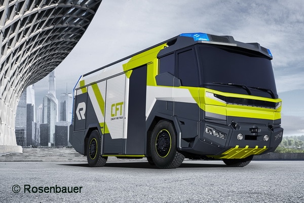 Concept Fire Truck nennt sich diese Studie von Rosenbauer. So könnte das Feuerwehr-Fahrzeug der Zukunft eventuell aussehen. Foto: Rosenbauer
