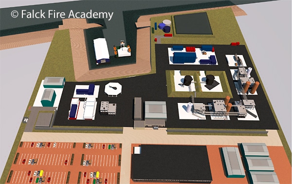 Erster Entwurf für den Neubau der Falck Fire Academy. Grafik: Falck Fire Academy