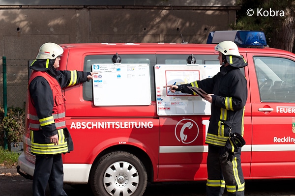 Beispiel für eine konventionelle Lagedarstellung mittels magnetischen Whiteboards.