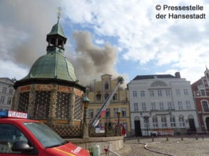 Brennendes Gebäude Wismar 27.04.2018