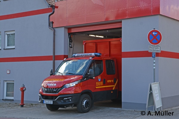 Anbau am Feuerwehrhaus mit Stellplatz für den GW-L1.