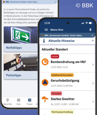 Die Warn-App NINA ist 10 Jahre alt. Gerade erhält sie neue Funktionalitäten. Foto.: BBK