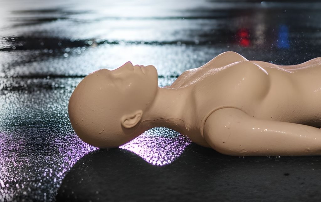 Schaufensterpuppe auf Asphalt