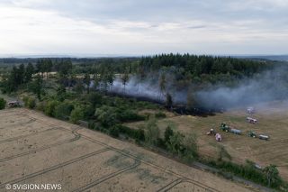 Luftaufnahme des Waldbrandes bei Weilrod-Hasselbach