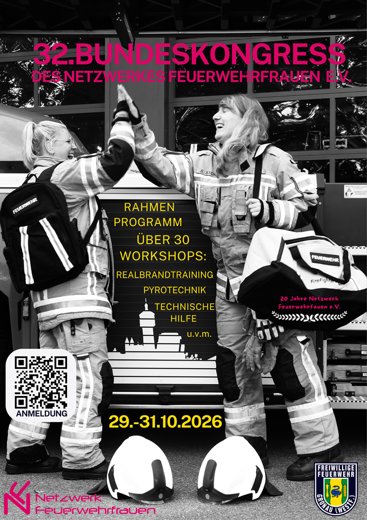 Plakat 32. Bundeskongress der Feuerwehrfrauen vom 29.-31. Oktober 2026
