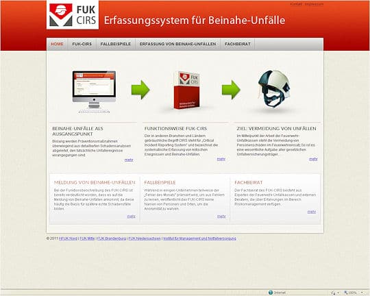 Screenshot der Beinah-Unfall-Datenbank "FUK CIRS".