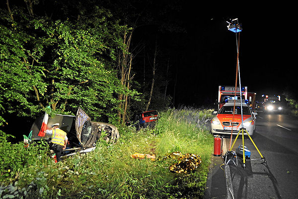 Unfall bei Autokorso in Remscheid: neun Menschen erlitten teils schwere Verletzungen. Foto: Ralf Kollmann