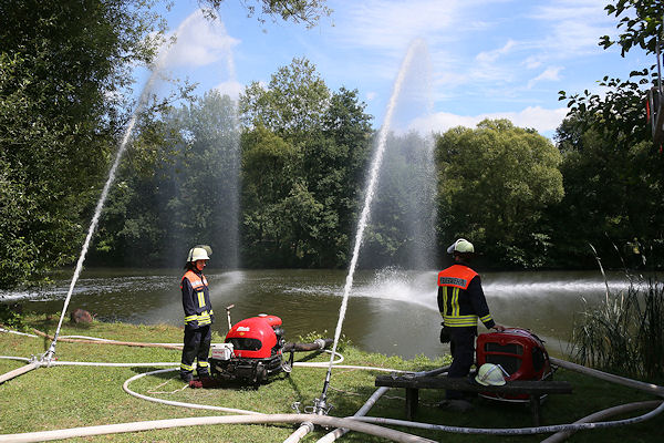 Schmelz: Feuerwehr verhindert massives Fischsterben. Foto: Simon Mario Avenia