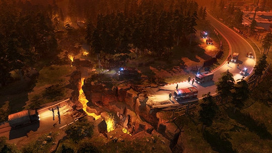 Screenshot Emergency 2013: Magma strömt durch eine Erdspalte.