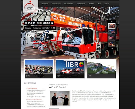 Screenshot der relaunchten Website der Feuerwehr Frankfurt.