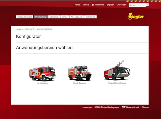 Fahrzeugkonfigurator der Firma Ziegler.