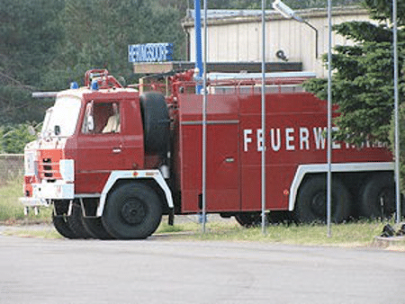 Flughafenfeuerwehr am Flughafen Heringsdorf auf Usedom. Foto: Michael Klöpper