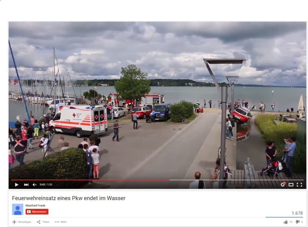 Das Ende einer eiligen Einsatzfahrt. Screenshot: YouTube