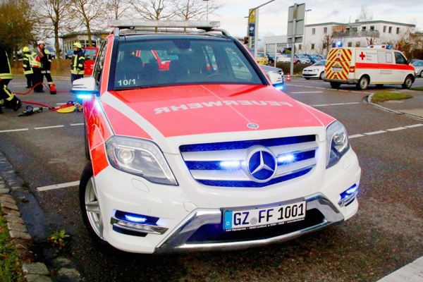 Der KdoW der Feuerwehr Günzburg vor seinem Brand. Foto: Mario Obeser