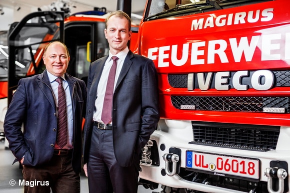 Marc Diening (rechts) übernimmt mit sofortiger Wirkung die Geschäftsführung von Magirus. Links neben ihm Andreas Klauser, der die Geschäfte übergangsweise geführt hatte. Foto: Magirus