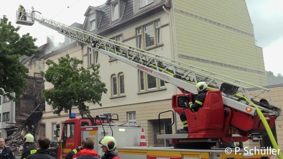 Drehleitereinsatz Löscharbeiten